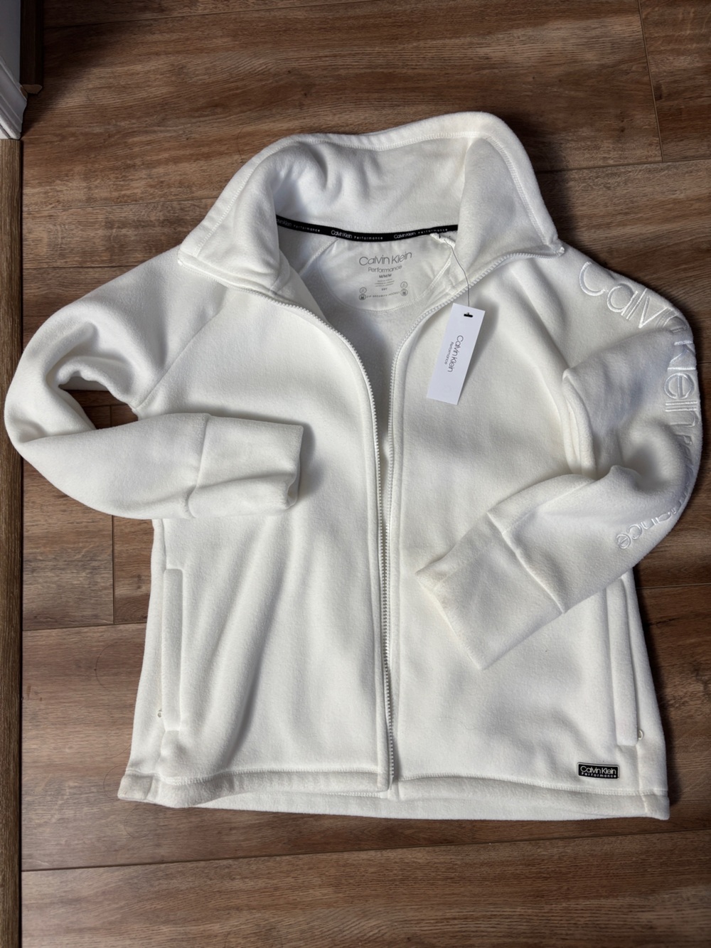 Calvin Klein Women's White Full-Zip Performance Fleece Jacket
